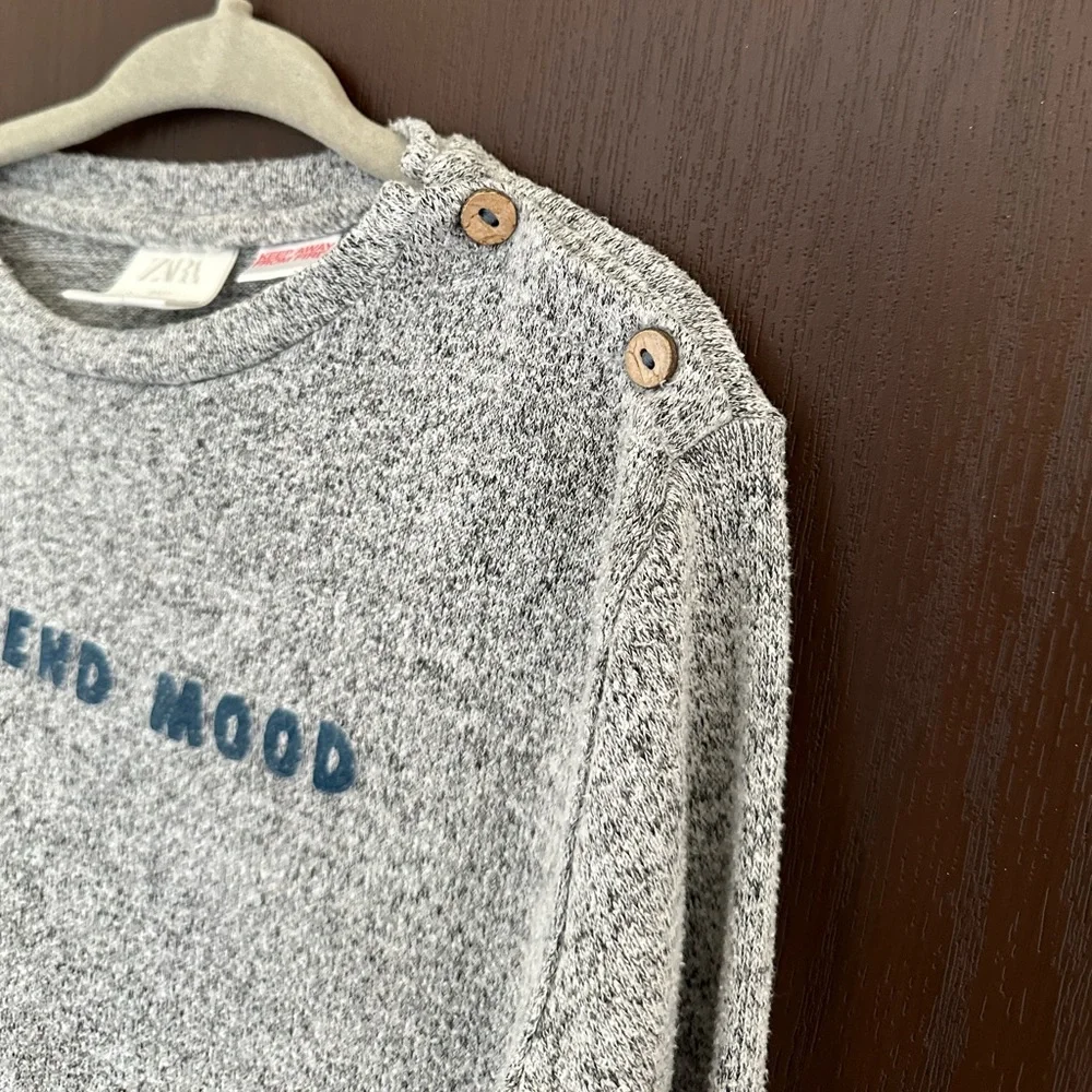 3/$15 Zara Kids Weekend Mood Sweater Gray Knit Pullover Long Sleeve Top Size 4-5